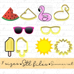 Sommer Ausstechformen Set .STL benutzerdefinierte DATEIEN NUR für 3D Drucker, benutzerdefinierte Ausstechformen, Fondant Ausstechformen