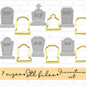 Gravestone cookie cutter set .STL custom FILES ONLY for 3d printer, custom cookie cutters, fondant cutters
