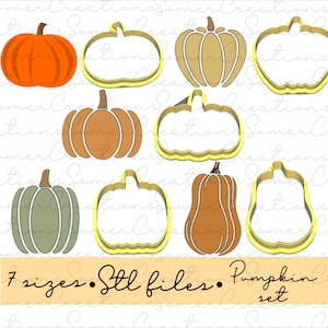 Pumpkin cookie cutter set .STL custom FILES ONLY for 3d printer, custom cookie cutters, fondant cutters