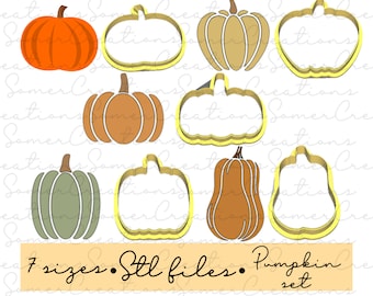Juego de cortadores de galletas de calabaza. ARCHIVOS STL personalizados SOLO para impresora 3D, cortadores de galletas personalizados, cortadores de fondant