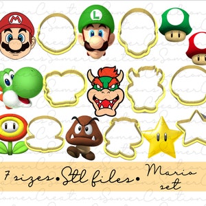 Mario Ausstechformen Set .STL benutzerdefinierte DATEIEN NUR für 3D Drucker, benutzerdefinierte Ausstechförmchen, Fondantschneider