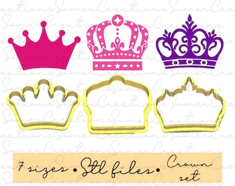 Princess crown cookie cutter set .STL custom FILES ONLY for 3d printer, custom cookie cutters, fondant cutters