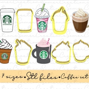 Coffee cookie cutter set .STL custom FILES ONLY for 3d printer, custom cookie cutters, fondant cutters
