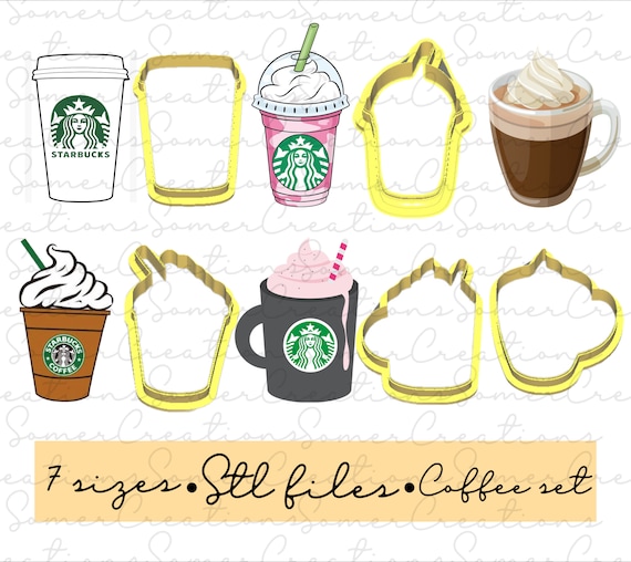 Coffee cookie cutter set .STL custom FILES ONLY for 3d printer, custom cookie cutters, fondant cutters