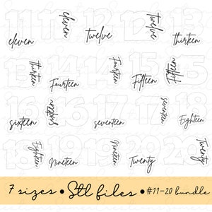 11-20 .STL custom FILES ONLY for 3d printer, custom cookie cutters, number cookie cutters, number cutters, fondant cutters