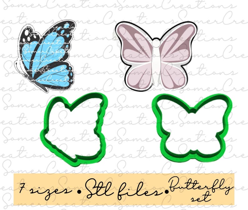 Butterfly Cookie Cutter Set .STL Custom FILES ONLY for 3d Printer ...