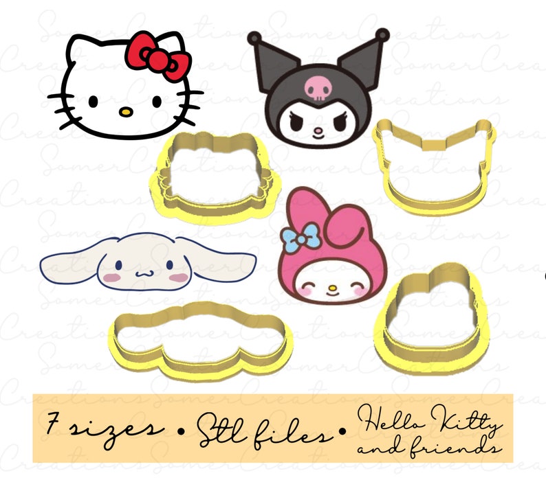 Kitty and Friends Cutter Set .STL Custom Files for 3d Printer, Custom