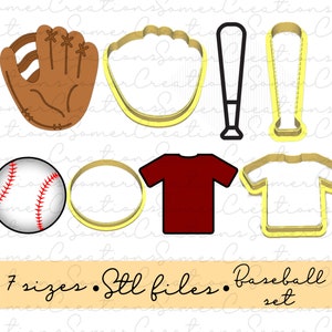 Baseball/softball cookie cutter set .STL custom FILES ONLY for 3d printer, custom cookie cutters, fondant cutters