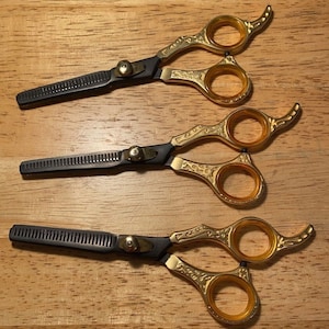 6&quot;&#39;inch Vintage Titanium, Stainless Steel Barber Hair Cutting Grooming Trimming Scissors (Thinning)