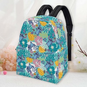 Stitch Backpack, Stitch Hawaii School Bag, Stitch Cartoon Backpack, Back to School Gift, Cartoon Bag, Custom Backpack, Backpack Gift