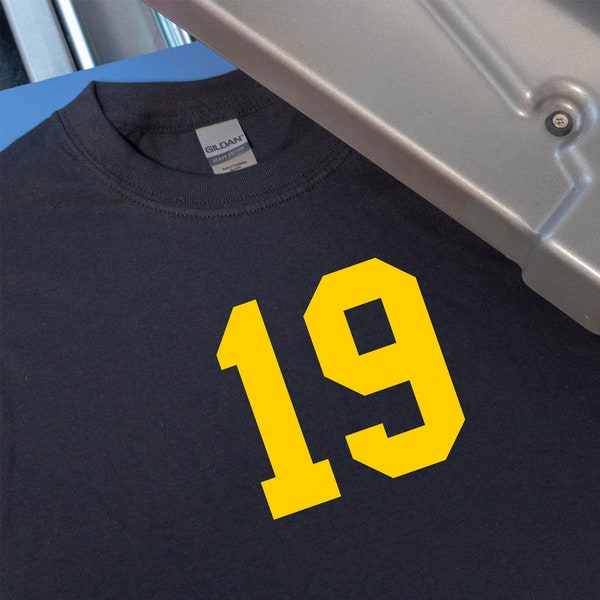 Custom Letter or Number T-Shirt Matte Heat Transfers, Sports Jersey Font, For Cotton and Cotton/Poly Blend Materials Only