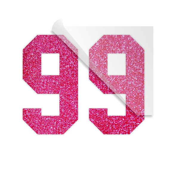 Custom Letter or Number T-Shirt Glitter Flake Heat Transfer, Sports Jersey Font, For Cotton, Cotton/Poly Blends, 100% Polyester Materials