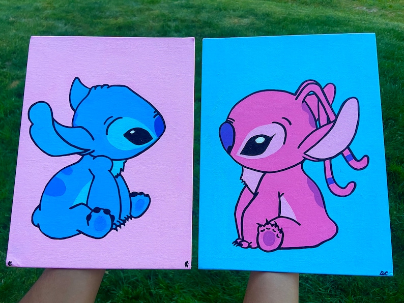 Lilo & Stitch, Original Acrylic Painting of Angel - Etsy