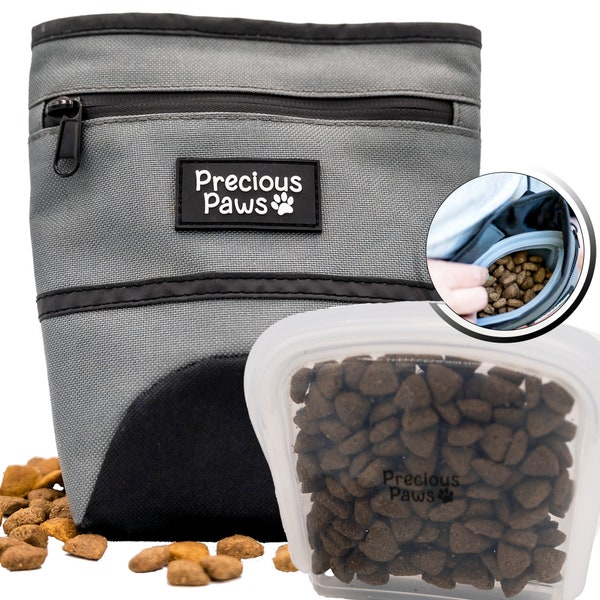 Dog Treat Pouch with Removable Silicone Insert, 4 Ways to Wear, Poop Bag Holder, Belt Clip - Dog Training Bag for Treats