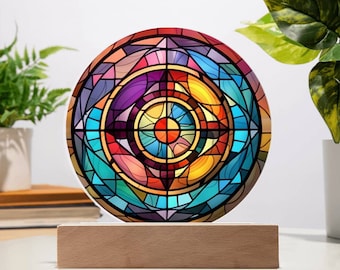 Narcotics Anonymous Symbol Faux Stained Glass Circle Acrylic Plaque Gift For NA Sobriety Anniversary Gift for NA Sponsor Gifts For Sober