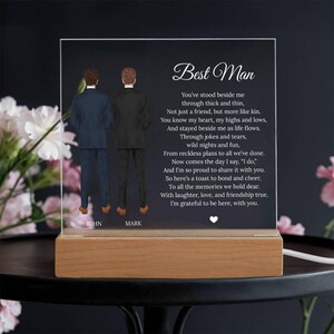 Best man acrylic plaque custom wedding thank you gift for groomsmen unique keepsake present for best man proposal appreciation decor