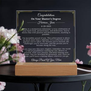 Master-Abschluss-College-Abschluss-Acryl-Plakette Geschenk-Studenten-Erfolgsfeier einzigartiges Unikat-Dekor-Büroandenken