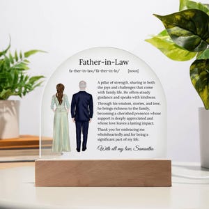 Father in law wedding gift from bride custom acrylic plaque heartfelt keepsake meaningful message future family love decor sign