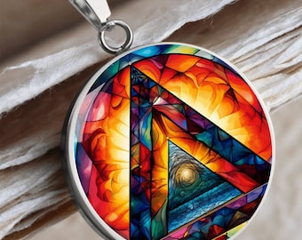 Stained Glass Alcoholics Anonymous Symbol Personalized Pendant Gift For Sobriety Gift For Recovery Gifts For AA Pendant Necklace For NA Gift