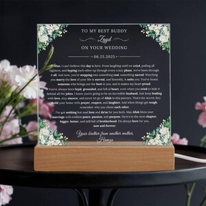Cadeau pour le marié musulman sur le mariage de son meilleur ami, plaque acrylique personnalisée personnalisée de chaque phase à pour toujours, souvenir de fraternité, décoration d&#39;intérieur