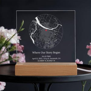 Carte de localisation plaque acrylique cadeau personnalisé pour mari là où notre histoire de couple a commencé décoration d'amour interurbaine