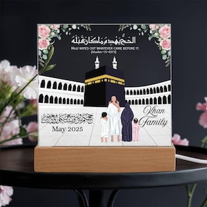 Hajj Mubarak custom acrylic plaque Islamic gift for pilgrims spiritual Kaaba Medina decor keepsake for Muslim couple religious celebration