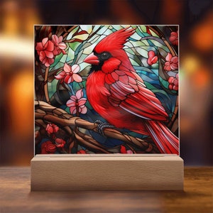 Kardinal Faux Glasmalerei, Kardinal Geschenke, Vogel-Liebhaber-Geschenk, Geburtstagsgeschenk, Weihnachtsgeschenk für sie, Kardinal-Denkmal, Erinnerungsgeschenk
