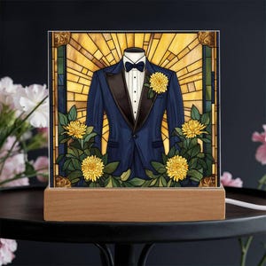 Elegante placa de acrílico con vitrales para padrinos de boda, regalo de agradecimiento, recuerdo iluminado, propuesta de matrimonio, pieza de decoración personalizada para padrinos de boda
