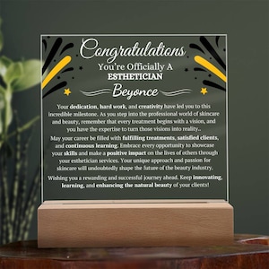 Esthetician graduate plaque gift for beautician major wax technician gift for daughter cosmetology gift for mom graduation
