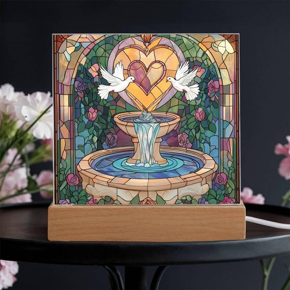 Fountain Stained Glass Custom Acrylic Plaque Capture the Essence