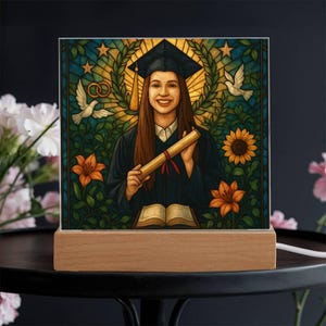 College-Abschluss benutzerdefinierte Glasmalerei Acryl Plakette Geschenk für Tochter Studenten Erfolg Andenken Kunst für Inspiration Feier Dekor