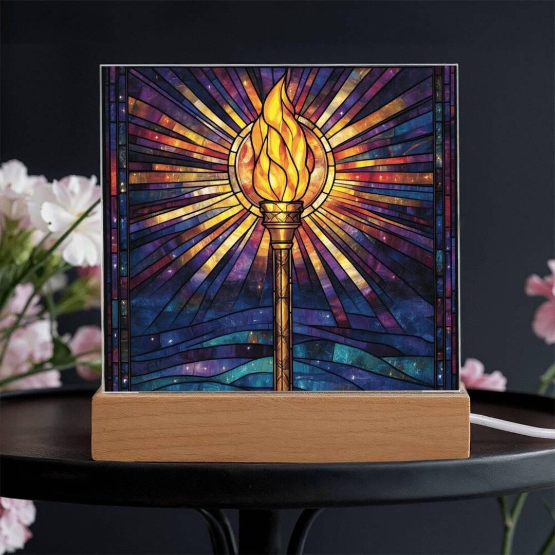 Graduation Torch Torch Flame Stained Glass Acrylic Plaque Inspirational Light Gift for ...