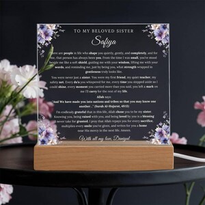 Cadeau pour grande soeur musulmane plaque acrylique personnalisée personnalisée vous étiez mon premier ami mon filet de sécurité de mon frère décoration d&#39;affichage souvenir