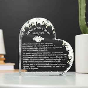 Note de mariage du père du marié, cadeau sincère de la mariée, message personnalisé souvenir pour les futurs beaux-parents, mariage élégant, merci
