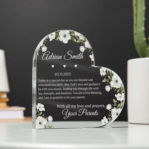 Christening custom acrylic plaque baptism gift personalized baby keepsake religious nursery decor godchild present baby shower gift