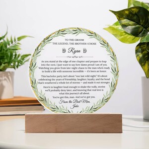 To the Groom The Legend The Brother I Chose Custom Acrylic Plaque Personalized Best Man Message Gift for Sentimental Wedding Keepsake Decor