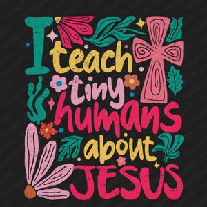 Christian Teacher PNG: Boho Retro Design (Digital Download)