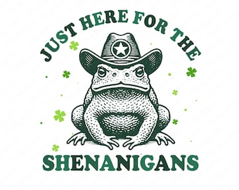 Shenanigans Cowboy PNG, Patricks Day Png, Irish Day PNG, Shamrock Png, St Patricks Png, Nur hier für den Shenanigans Cowboy Krötenfrosch