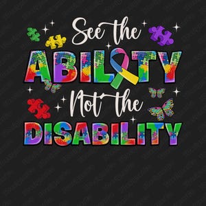Autism Awareness PNG: Ribbon Puzzle Design (Digital Download)