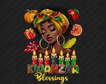 Kwanzaa Blessings PNG, Afro American Celebration (Digital Download)