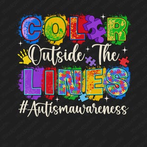 Autism Awareness PNG: Colorful Puzzle Ribbon (Digital Download)