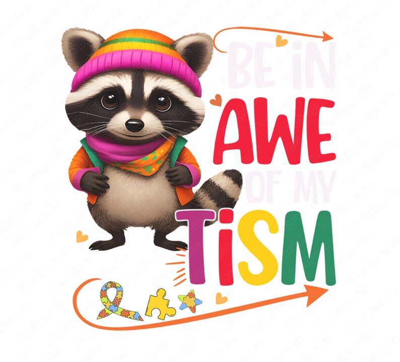 Autism Awareness Raccoon Puzzle PNG (digital Download) - Etsy