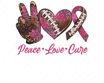 PNG Peace Love Cure Cancer du sein : ruban rose de football (téléchargement numérique)