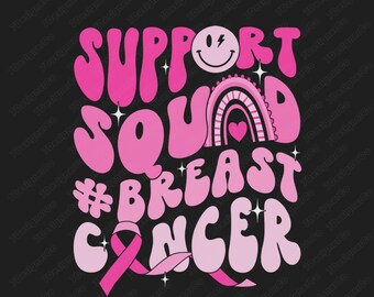 Support Squad sensibilisation au cancer du sein PNG, visage hippie groovy (téléchargement numérique)