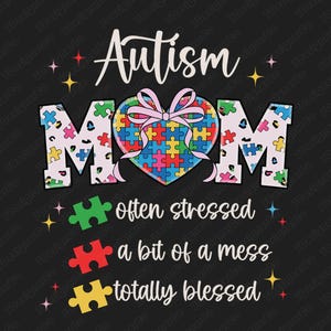 Autism Mom PNG: Awareness Ribbon Puzzle (Digital Download)