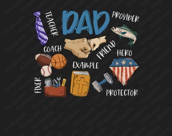 Pappasaker Fiske Kristen Design, Fars dag PNG (digital nedladdning)
