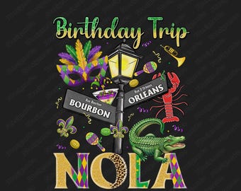 Voyage d'anniversaire à la Nouvelle-Orléans PNG, Mardi Gras Party Design, téléchargement numérique