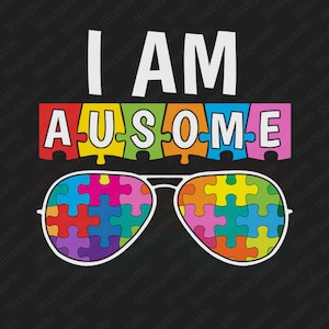 I Am Ausome Autism Awareness Puzzle PNG (Digital Download)