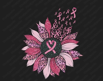 Tournesol de sensibilisation au cancer du sein PNG : léopard rose (téléchargement numérique)