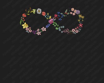 Symbole de l'infini de sensibilisation à l'autisme avec des fleurs sauvages (PNG)